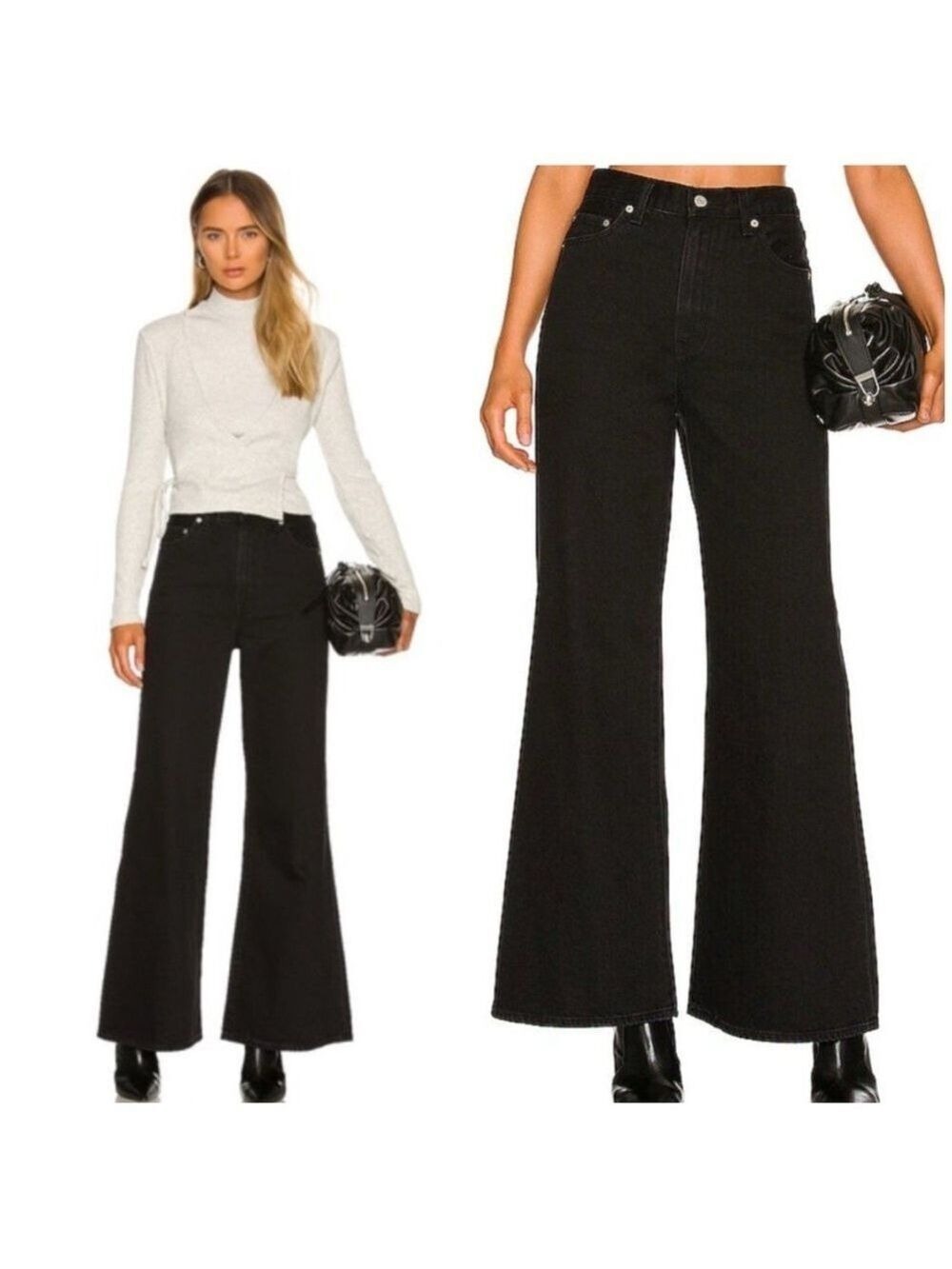 Levi's High Waisted Loose Flare Jeans in Train Wreck Black